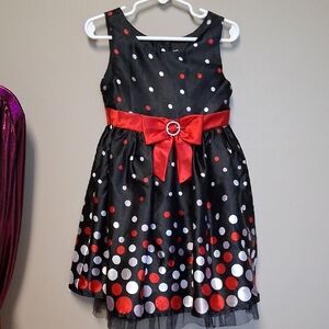 Youngland Black and Red Polka Dot Formal Dress